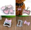 Pet Star Shape Rhinestone Writable Name Telephone ID Tags for Dogs Cats