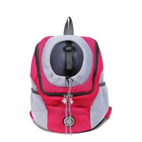 Pet Dog Carrier Bag Carrier For Dogs Backpack Out Double Shoulder Portable Travel Backpack Outdoor Dog Carrier Bag Travel Set (Color: Rose Red, size: M for 5-10kg)