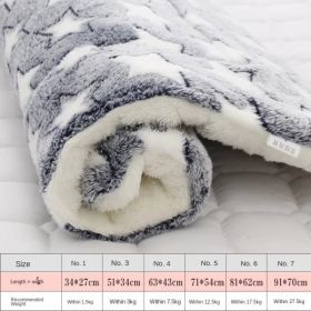Cat dog sleeping mat warm thickened Sleeping pad blanket;  dog house warm mattress pet cushion (colour: Blue white star, size: No.5 69*52cm)