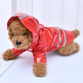 S-XL Pets Dog Raincoat Reflective Strip Dog RainCoat Waterproof Jackets Outdoor Breathable Clothes For Puppies (Color: Red, size: L)