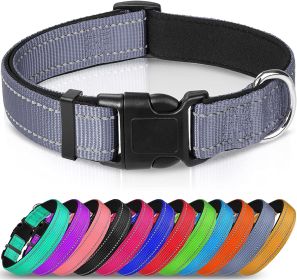 Reflective Dog Collar; Soft Neoprene Padded Breathable Nylon Pet Collar Adjustable for Medium Dogs (Color: Gray, size: X-Small (Pack of 1))