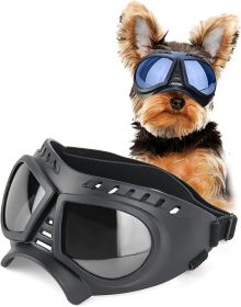 Dog Glasses for Small Breed Dog Goggles Dog UV Sunglasses Windproof Snowproof for Long Snout Dogs Mask with Soft Frame Adjustable Straps Black for Sma (Color: Black with Silver lens)