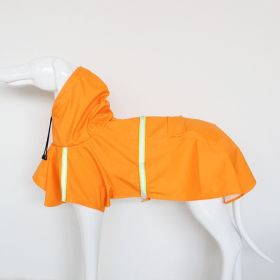 large and small dog raincoat cloak type reflective strip pet raincoat windproof rainproof dog hooded raincoat (colour: Orange, size: 4XL (24-33 kg))
