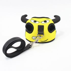 dog harness set; with leash frog leash pet mesh breathable small dog chest back retractable dog leash pet harness (Specification (L * W): M, colour: Calf+traction rope)