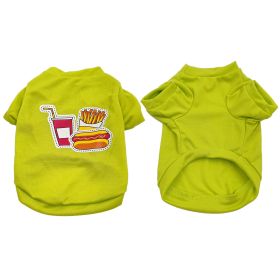 Pet Cotton Clothes for Cats and Dogs in Summer English Print Pet Dog Clothes Tank Top T-shirt in Summer (Color: Green potato chips, size: M)