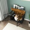 Modern Kennel Dogs room up to 60 LB, Dog crate furniture with Multi-Purpose Removable Tray, Double-Door Dog House, lift Panel, 360 Degree Rotation -