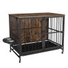 Modern Kennel Dogs room up to 60 LB, Dog crate furniture with Multi-Purpose Removable Tray, Double-Door Dog House, lift Panel, 360 Degree Rotation -
