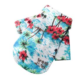 Hawaii Beach clothing for Pet Dog Cat T-Shirts Cute for Small, Medium and Large Dog Cats Cool Summer Vest Camp Shirt Clothes; dog clothes (colour: Shirt Island Wind Lake Blue, size: XS (about 2-3 kg pet))