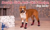 Christmas Anti-Slip Dog Socks; Waterproof Paw Protectors with Reflective Straps Traction Control for Indoor & Outdoor Wear; 4pcs